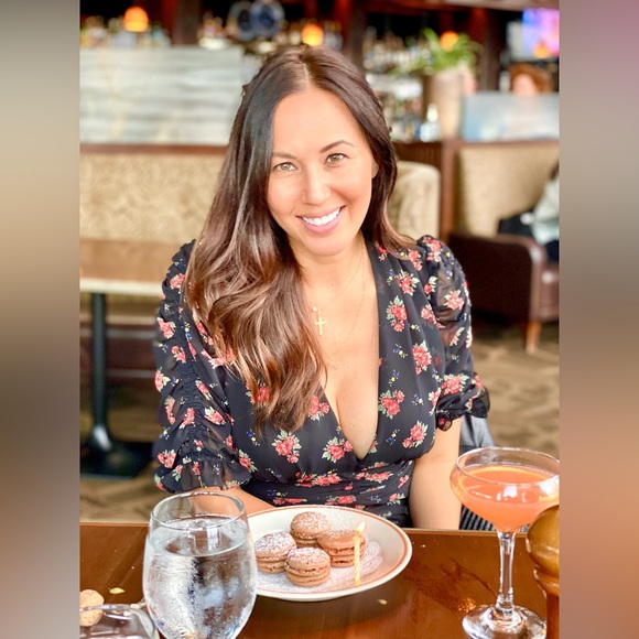 Zara rose ruching ruffle mini black dress - Picture 3 of 7